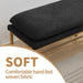 End of Bed Bench with Shelf, Linen Upholstered Storage Shoe Bench, Modern Bedroom Bench with Metal Legs for Living Room, Entryway, Dining Room, 300 LB, Linen Color(Black) - DTYStore
