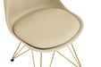 Modern Dining Chairs with Shell Lounge Plastic Seat and GOLDEN STEEL Legs KITEHCN chairs meeting room chairs living room,Set of 4, beige PU - DTYStore