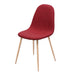 Mid-Century Dining Chair Fabric Upholstered Chair with Light Walnut Finished Metal Legs (Set of 2), Red - DTYStore