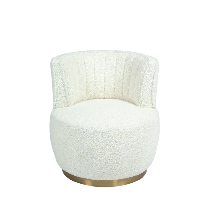 COOLMORE 360 Degree Swivel Cuddle Barrel Accent Sofa Chairs, Round Armchairs with Wide Upholstered, Teddy Fabric Chair for Living Room, Bedroom, Office, Waiting Rooms