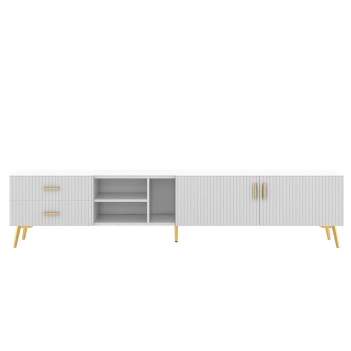 Modern TV Stand with 5 Champagne Legs - Durable, Stylish, Spacious Storage for TVs up to 77" - DTYStore