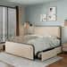 Modern Metal Bed Frame with Curved Upholstered Headboard and Footboard Bed with 4 Storage Drawers, Heavy Duty Metal Slats, King Size, Beige - DTYStore