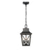 Outdoor Pendant Light Fixture, Black Farmhouse Outdoor Pendant Lights for Porch with Clear Glass, Modern Rectangular Exterior Hanging Lantern Light Fixtures (1 pack)