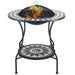 30" Outdoor Fire Pit Dining Table, 3-in-1 Round Wood Burning Fire Pit Bowl, Patio Ice Bucket with Storage Shelf, Spark Screen Cover for BBQ, Bonfire, Camping, Mosaic - DTYStore