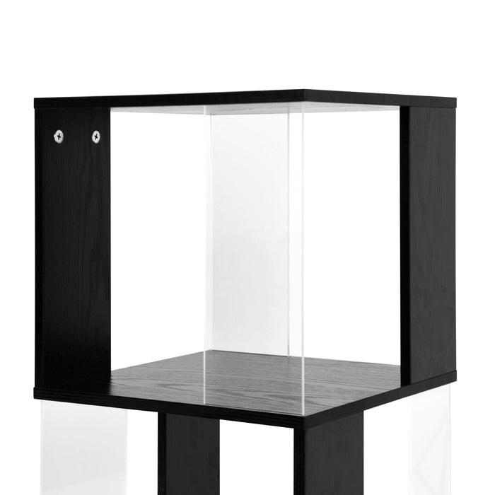 5 tier Rotating Bookshelf, Floor Rack Simple Bookcase with Acrylic plate Student Multi-Function Creative Bookshelf for Living Room with anti-toppling base - DTYStore