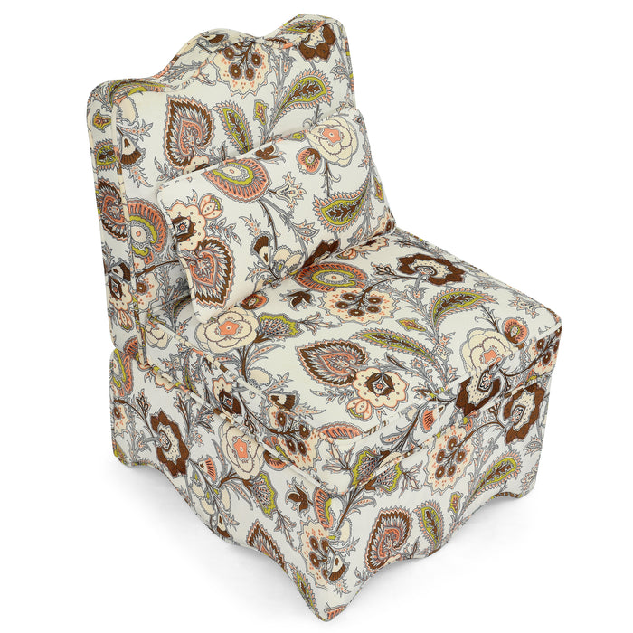 Flannel single dining chair with soft seat cushion and backrest, no armrests, matching pillow can be used as waist cushion, this dining chair can be used in the living room - BROWN
