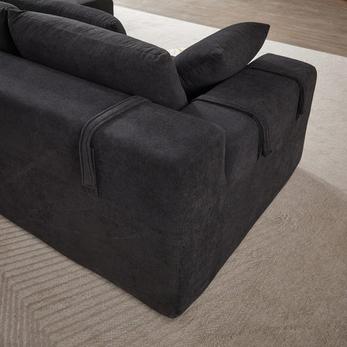 Modern Chenille Upholstered Sectional Sofa Couch Set,Modular 108' L Shaped Sectional Living Room Sofa Set With 6 Pillows,Free Combination Sofa Couch for Living Room,Bedroom(Right Chaise)W834P240010 - Image 9