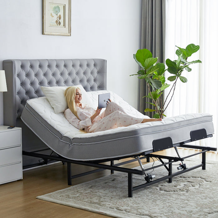 Adjustable Bed Frame, Queen Size - 4 Motor Design, Independent Head and Foot Incline, Zero Gravity, TV and Head-Tilt Presets, 600 lbs Capacity