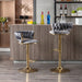 Set of 2 Bar Stools,with Chrome Footrest and Base Swivel Height Adjustable Mechanical Lifting Velvet + Golden Leg Simple Bar Stool-Gray - DTYStore