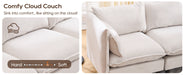 Modular Sectional Sofa, L Shaped Couch Set for Living Room, 4-Seater Comfy Cloud Couches with Movable Ottoman Beige - DTYStore