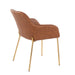 Daniella Contemporary Dining Chair in Gold Metal and Camel Faux Leather by LumiSource - Set of 2 - DTYStore