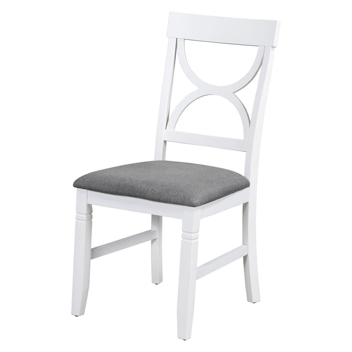 6-Piece Wood Dining Table Set Kitchen Table Set with Upholstered Bench and 4 Dining Chairs, Farmhouse Style,Gray+White - DTYStore