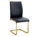 Luxury Simple Arch Chair - Set of 8 BLACK PU Material High Resilience Dining Chair with Arched Metal Gold Leg.Packed In Two Boxes. - DTYStore