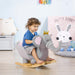Baby Rocking Horse Elephant Rocking Chair Toddler Rocker Toy with Sound Wooden Base Seat Safety Belt for 1.5-3 Year Old, gray - DTYStore