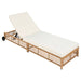 Outdoor Lounge Chair, Patio Chaise Lounge with 5-Position Backrest, Rattan Outdoor Lounge Chair with Cushion and Wheels for Poolside, Backyard, Garden (Natural+Beige) - DTYStore
