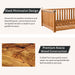 Patio Minimalist Twin Size Garden Swing Bed Wood Porch Swing with Ropes for Backyard, Safe Sloped Design, Teak - DTYStore