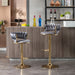 Set of 2 Bar Stools,with Chrome Footrest and Base Swivel Height Adjustable Mechanical Lifting Velvet + Golden Leg Simple Bar Stool-Gray - DTYStore