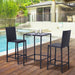 Outsunny 3pcs Rattan Bar Set with Glass Top Table, 2 Bar Stools for Outdoor, Patio, Garden, Poolside, Backyard - DTYStore