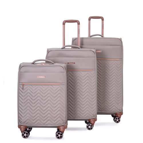 Softshell Terylene Luggage Set with Spinner Wheels - 4-Piece (16/20/24/28) Khaki - Image 7