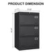 Filing Cabinet Lateral File Cabinet 3 Drawer, Blcak Locking Metal File Cabinets Three Drawer, Office Filing Cabinet with Lock Drawers for Home Office/Legal/Letter/A4/F4 - DTYStore