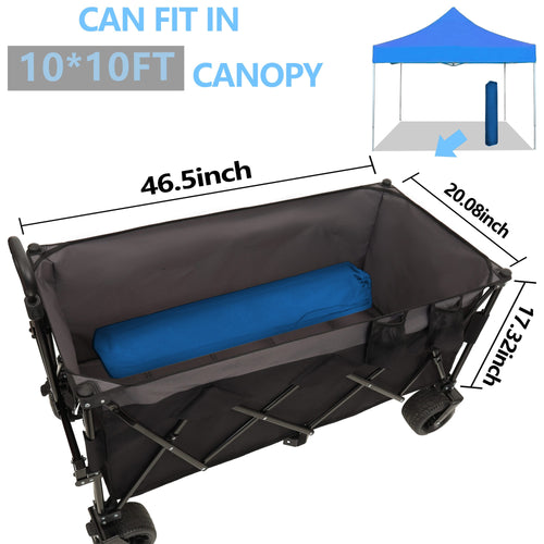 51-inch Extended Heavy-Duty Foldable Utility Wagon - 480lbs Capacity, Patented Ultra-Stable Frame, 1:6 Space-Saving Fold & 7' All-Terrain Wheels, No Assembly Needed, Black- Gray - Image 4