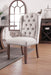 Contemporary Ivory Fabric 2pcs Side Chairs Tufted Wingback Design Rustic Oak Solidwood Back Dining Chairs Furniture - DTYStore
