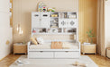 Twin Size Wooden Daybed With 2 Drawers, and All-in-One Cabinet and Shelf, White - DTYStore