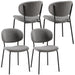 Grey Boucle Fabric Dining Chairs Set of 4, Mid-Century Modern Dining Chairs, Kitchen Dining Room Chairs, Curved BackrestUpholstered Boucle Dining Chair with Black Metal Legs - DTYStore