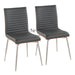 Mason Contemporary Dining/Accent Chair with Swivel in Stainless Steel, Walnut Wood, and Grey Faux Leather by LumiSource - Set of 2 - DTYStore