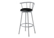 Barstool, Set Of 2, Swivel, Bar Height, Grey Metal, Black Leather Look, Contemporary, Modern - DTYStore