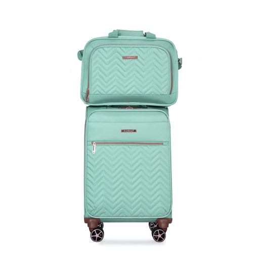 Softshell Suitcase Spinner Wheels Terylene Luggage Set Green 4-Piece Lightweight Durable - Image 13