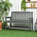 Outsunny Outdoor Bench, 2-Person Park Style Garden Bench with All-Weather HDPE, 704 lbs. Weight Capacity Porch Bench with Slatted Back & Armrests, Dark Gray - DTYStore