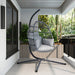 Patio Foldable Hanging Swing Chair with Stand Gray Color - DTYStore