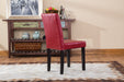 Urban Style Solid Wood Leatherette Padded Parson Chair, Red, Set of 2 - DTYStore