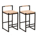 Set of 2 Water Hyacinth Woven Bar Stools with Back Support Counter Height Dining Chairs for Kitchen, Home, Office (Water Hyacinth with Back) - DTYStore