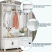 Modern Style Hall Tree with Storage Cabinet and 2 Large Drawers, Widen Mudroom Bench with 5 Coat Hooks, White - DTYStore