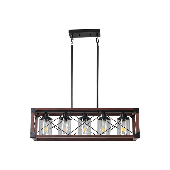 5-Light Retro Farmhouse Chandelier For Kitchen, Living room, Dining room Red and Black(No Bulbs) NEW SKU:W1340P206646 - DTYStore