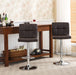 Swivel Faux Leather Adjustable Hydraulic Bar Stool, Set of 2, Brown - DTYStore