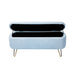 Blue Storage Ottoman Bench for End of Bed Gold Legs, Modern Grey Faux Fur Entryway Bench Upholstered Padded with Storage for Living Room Bedroom - DTYStore