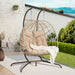Double Egg Chair with Stand Hanging Indoor Outdoor Wicker Rattan Patio Basket Egg Swing Chair Hammock Egg Chairs with UV Resistant Cushions 600 lbs for Bedroom Balcony Patio - DTYStore