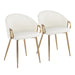 Claire Contemporary/Glam Chair in Gold Metal and White Faux Leather by LumiSource - Set of 2 - DTYStore