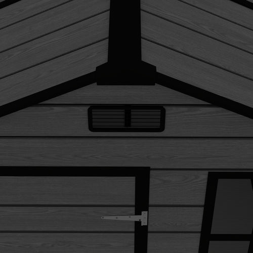 Campcraft 6*6ft resin storage shed, high quality pp material, strong structure, waterproof, rust and UV proof, large storage space, 12mm thick pp board, HD window lighting Black wood grain color - Image 26