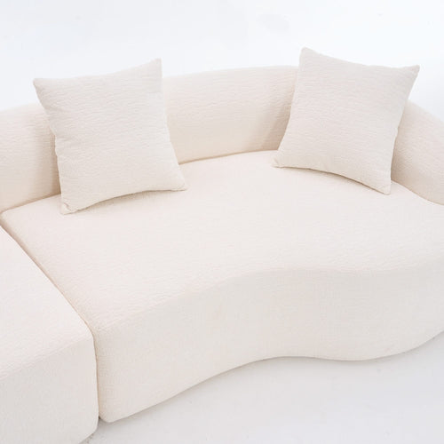 LY-025 Full Compression Sponge Sofa Cloud White Curved Modular Sectional 30D High-Density Chenille Sleeper Couch 110'L - Image 4