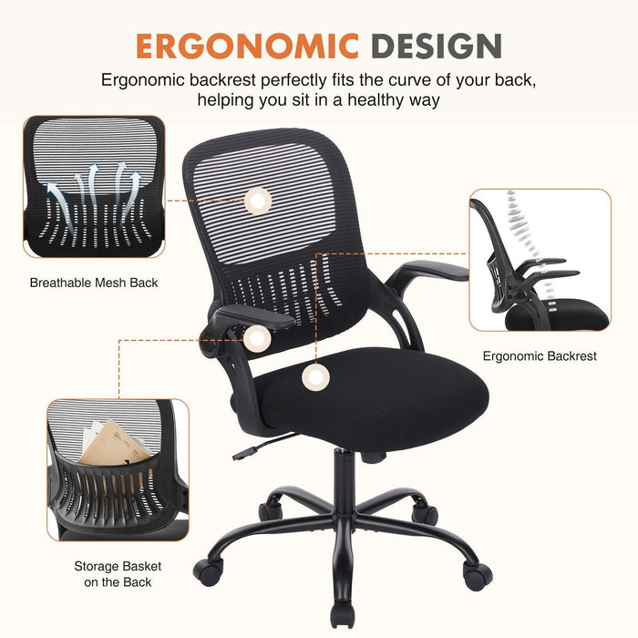 Office Mid Back Ergonomic Mesh Computer Desk Chair with Lumbar Support