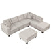 105" Modern Sectional Sofa with Storage Ottoman, L-Shape Couch with 2 Pillows and Cup Holder,Sectional Sofa with Reversible Chaise for Living Room,Light Gray - DTYStore