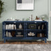Elegant Sideboard Featuring Sophisticated Wavy Pattern Doors with Arched Groove Design in a Stylish Four-Door Layout,Adjustable, Suitable for Study, Entryway and Living Room(Navy Blue) - DTYStore