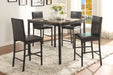 Metal Frame Counter Height Chairs Set of 4 Brown Faux Leather Seat Black Metal Finish Dining Chairs - DTYStore