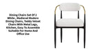 dining chairs set of 2 white , medieval modern dining chairs, teddy velvet chairs with metal legs, kitchen, easy to assemble suitable for home and office use Default -DTYStore
