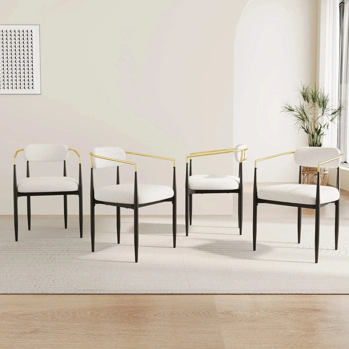 dining chairs set of 2 white , medieval modern dining chairs, teddy velvet chairs with metal legs, kitchen, easy to assemble suitable for home and office use Default -DTYStore