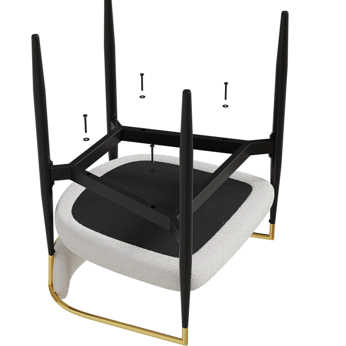 dining chairs set of 2 white , medieval modern dining chairs, teddy velvet chairs with metal legs, kitchen, easy to assemble suitable for home and office use Default -DTYStore